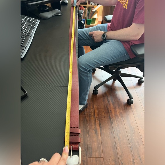 Lacoste Men’s Brown Wide Leather Belt, Size 42 - Picture 13 of 14